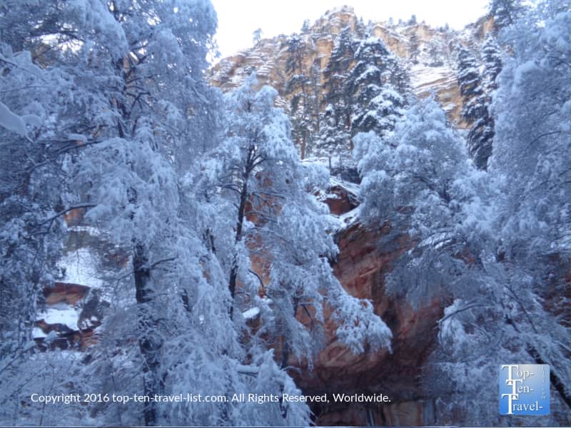 Snow along the beautiful West Fork trail in Sedona