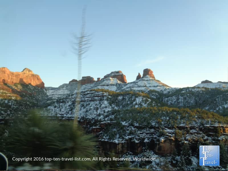 Snow covering the red rocks of Sedona