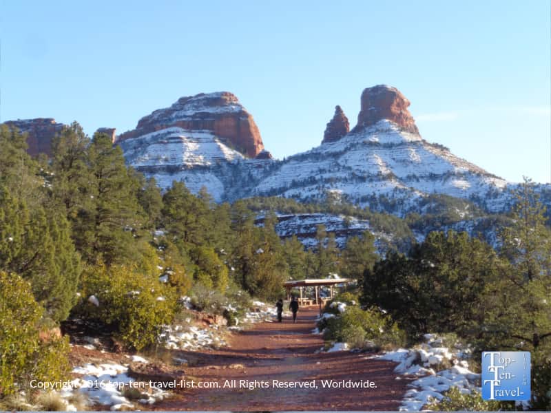 Snowy views on the Huckaby Trail in Sedona