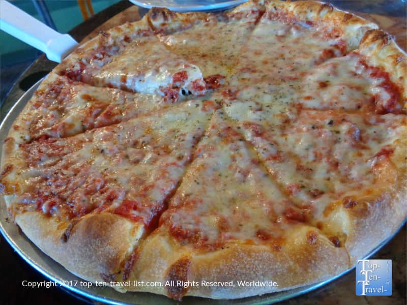 Cheese pizza at Hideaway House in Sedona AZ