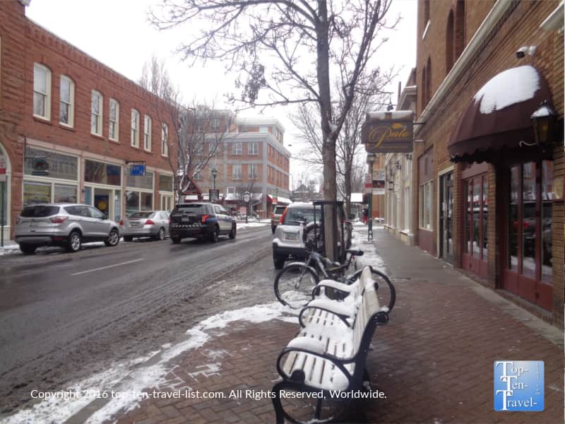 Downtown Flagstaff on a snowy winter day
