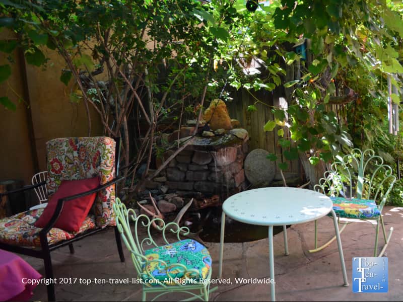 Garden patio at Chocolatree in Sedona AZ