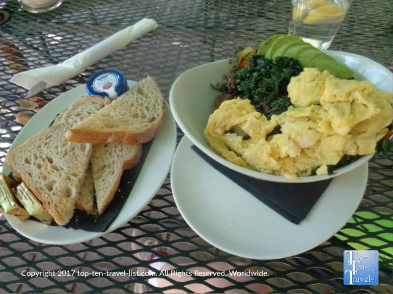 Grains and greens bowl at Indian gardens in Oak Creek Canyon