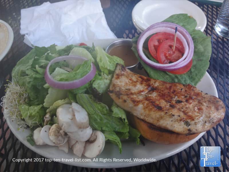 Grilled chicken salad at Beaver Street Brewery in Flagstaff 