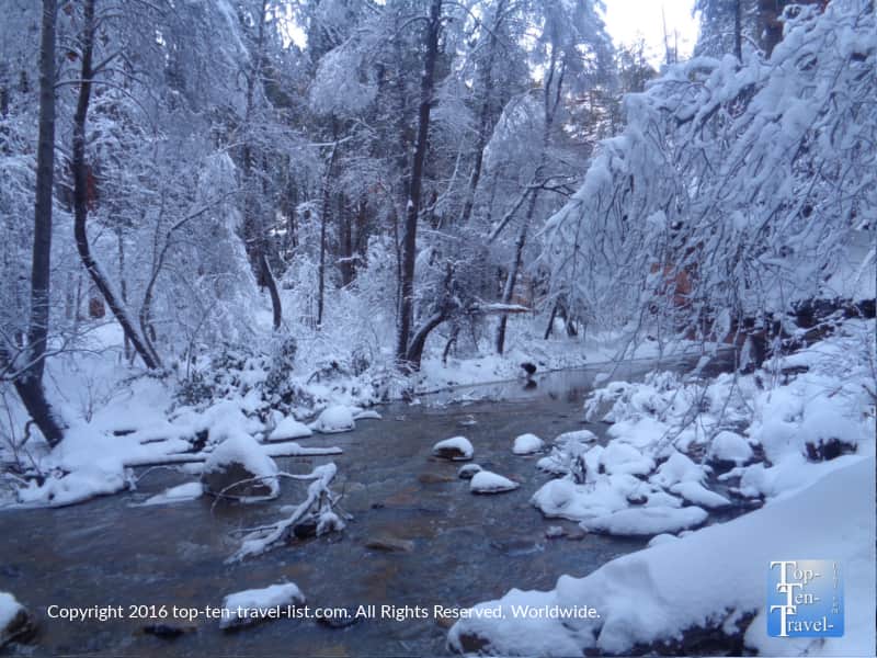 Sedona's West Fork Trail after a big winter storm