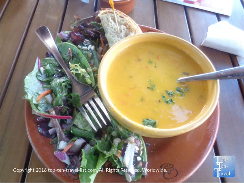 Pumpkin soup at Wildflower Bread in Flagstaff, Arizona