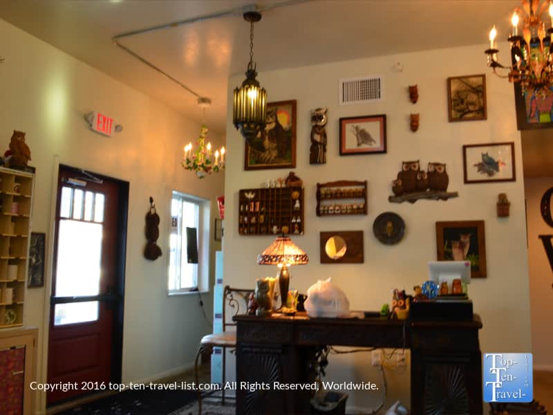 Toasted Owl Restaurant decor in Flagstaff