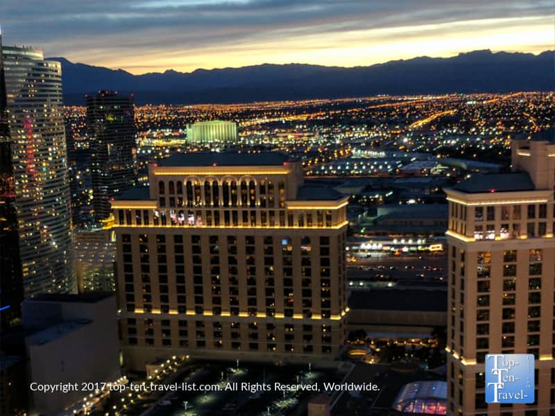 The gorgeous Vegas Strip at night via the Eiffel Tower Experience at the Paris hotel