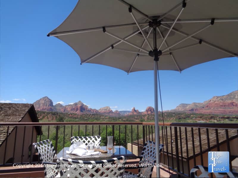 Pretty patio seating at The Hudson in Sedona AZ
