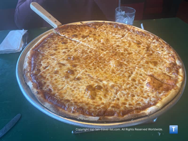 Plain cheese pizza at Oregano's in Arizona