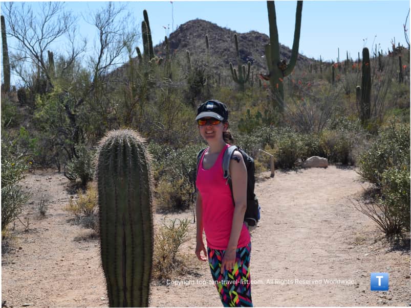 Standing next to a cactus in Tucson