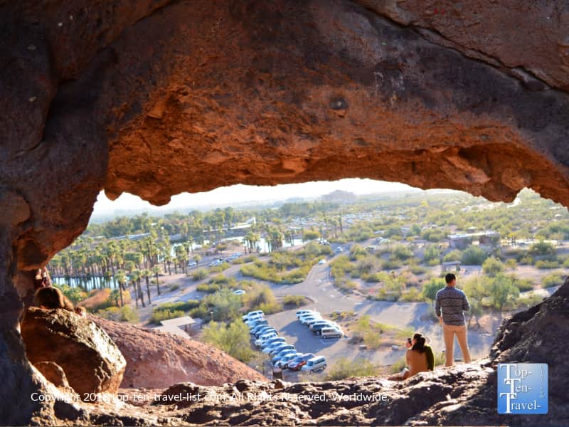 City views from Hole in the Rock at Papago Park in Phoenix AZ