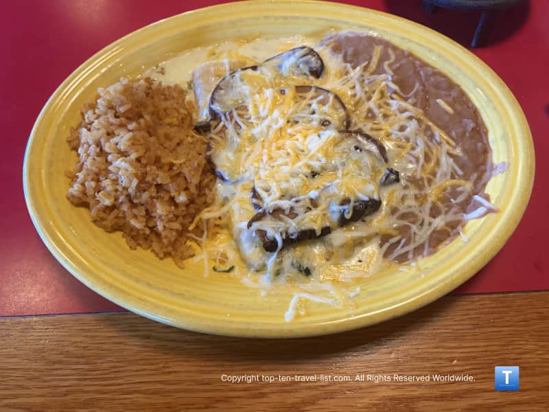 Portobello and spinach enchiladas at Salsa Brava in Flagstaff 