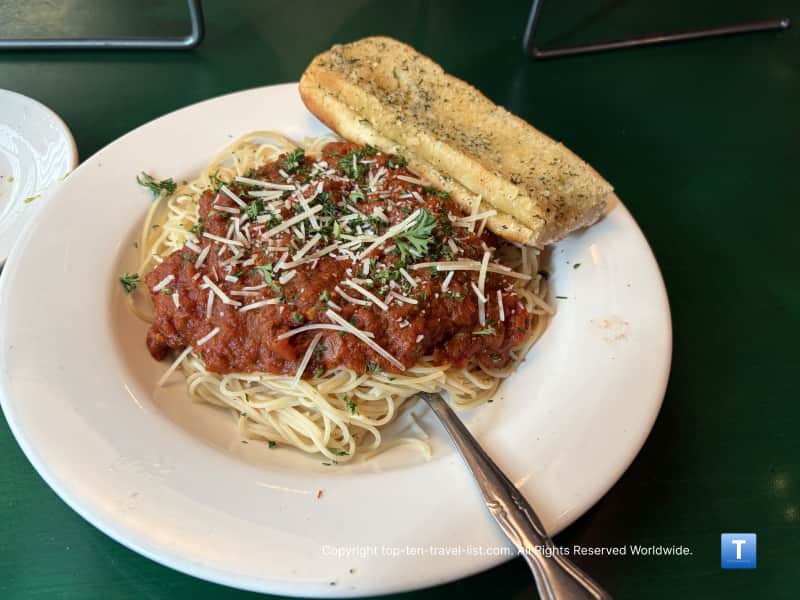 Oregano's unlimited marinara pasta deal