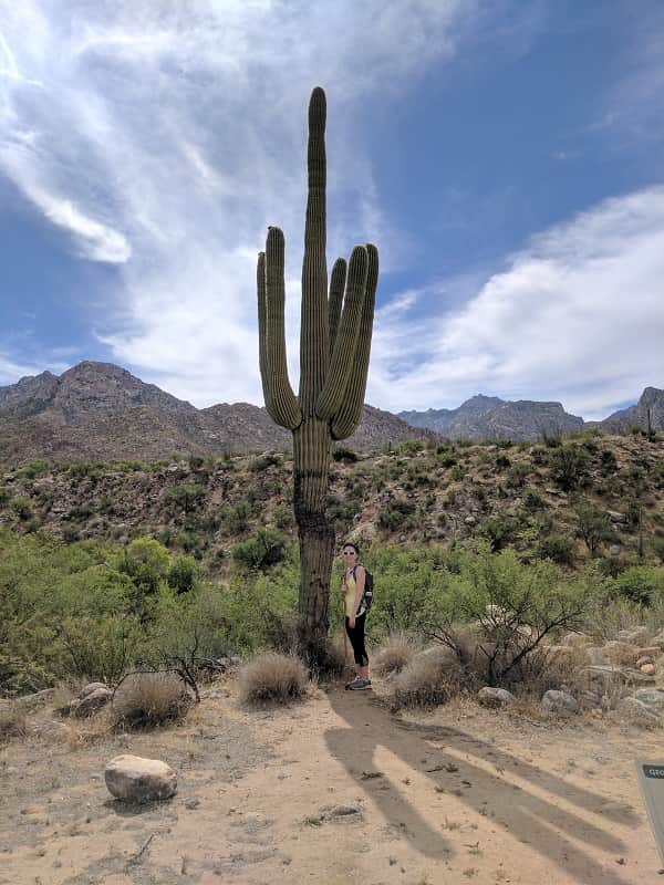 Standing next to a cactus at Catalina State Park in Oro Valley 