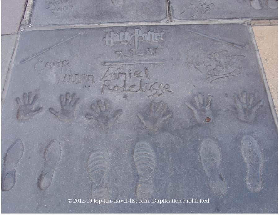 Harry Potter cast hand and foot prints at Hollywood Blvd