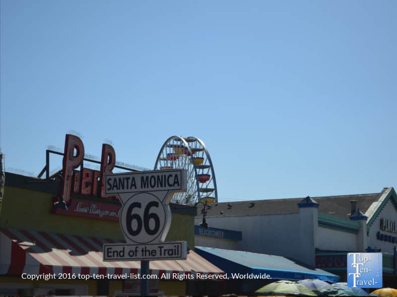 Santa Monica Pier End of Route 66 sign