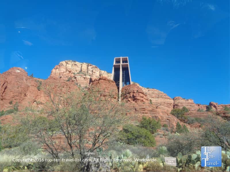 Sedona's Chapel of the Holy Cross surrounded by red rock formations