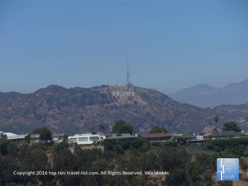The Hollywood sign as seen from a trail at Runyon Canyon