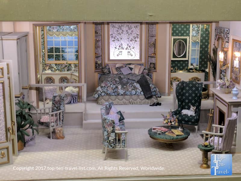 Miniature bedroom display at the Mini Time Museum in Tucson