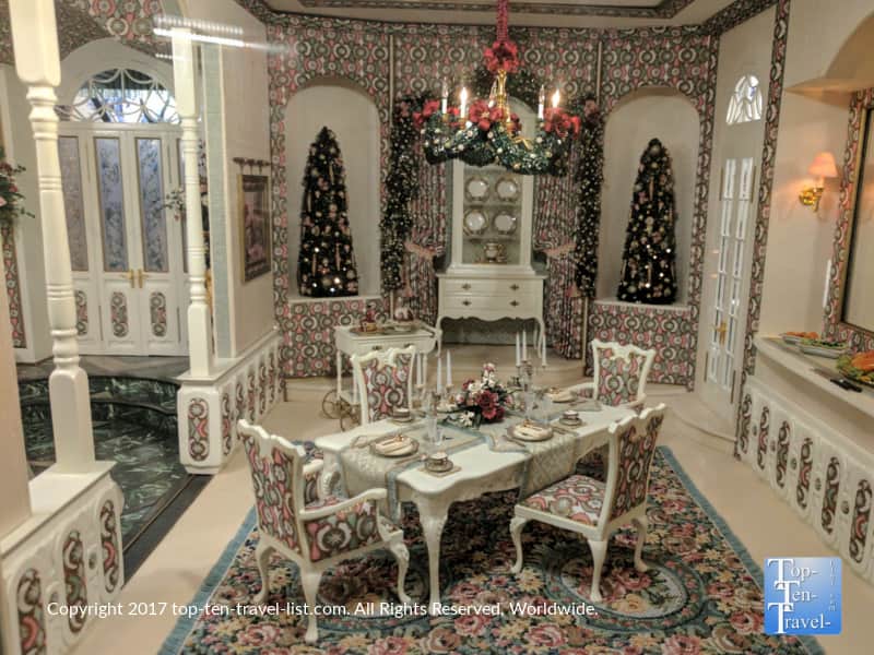 Miniature Christmas dinner display at the Mini Time Museum of Miniatures in Tucson, Arizona