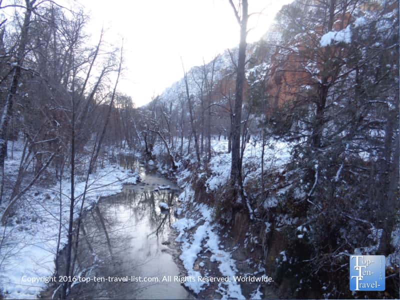 Snowy creek views along the West Fork Trail in Sedona
