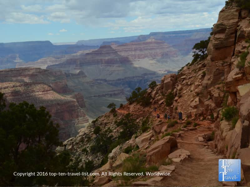 Walking down the trail along the Kalibab trail at the Grand Canyon