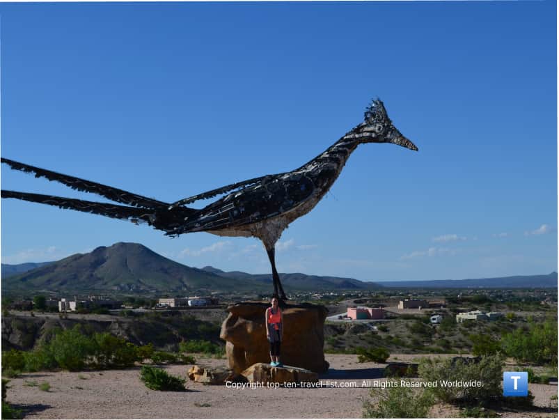 Recycled roadrunner sculpture in New Mexico