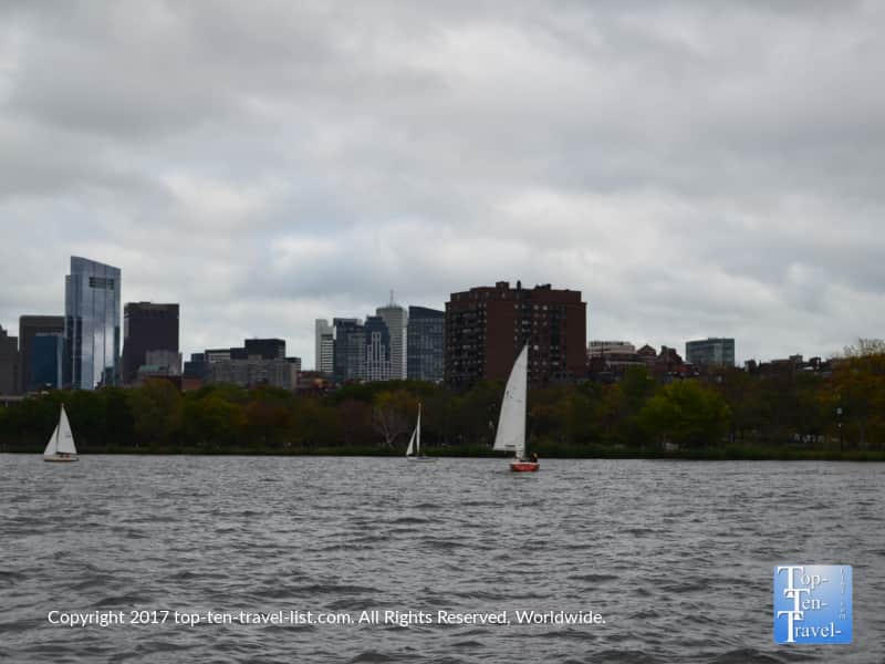 Sailboat on the Charles River in Boston, MA