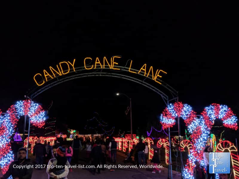 Candy cane lane at the Winterhaven Festival of Lights in Tucson