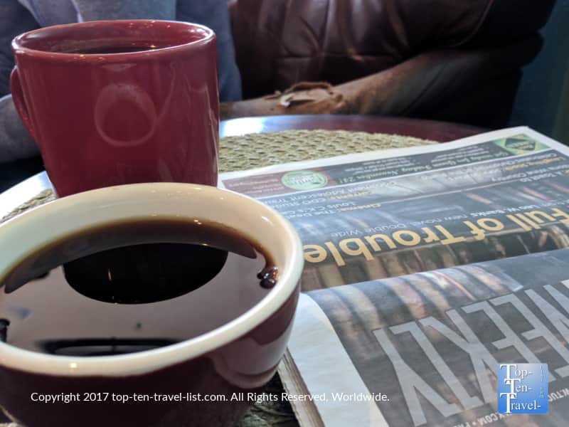 Great organic house coffee at Roadrunner in Tucson