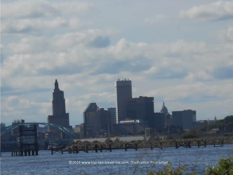 The Providence skyline seen from the East Bay bike path