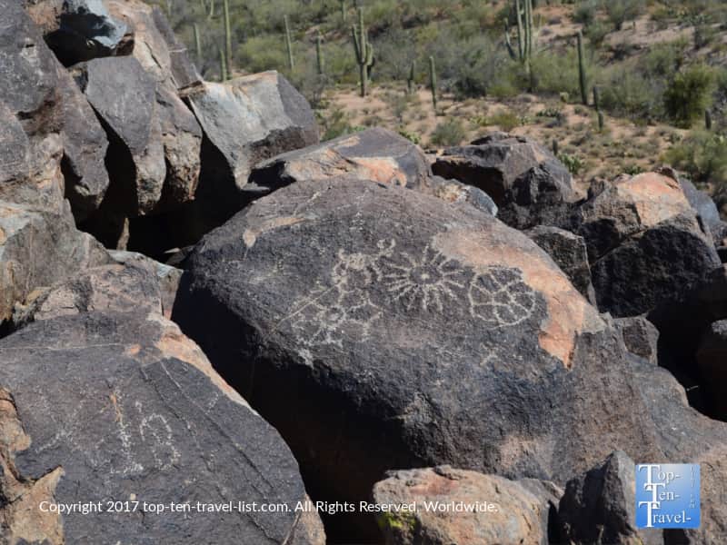 Ancient pictographs at Saguaro National Park in Tucson
