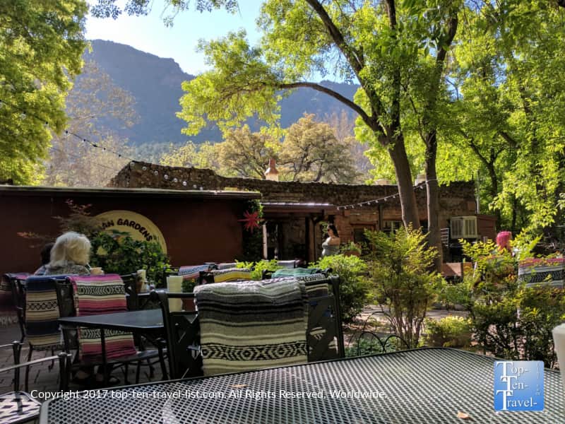 Beautiful shady patio at Indian Gardens in Sedona, Arizona 