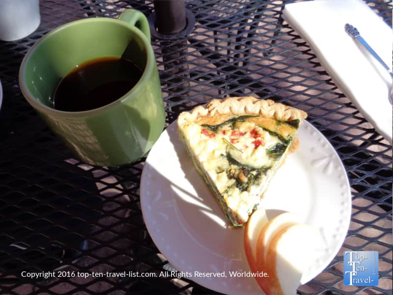 Coffee and quiche at Cuppers in Prescott, Arizona