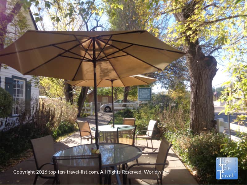 Shady patio at the Randall House in Pine, Arizona