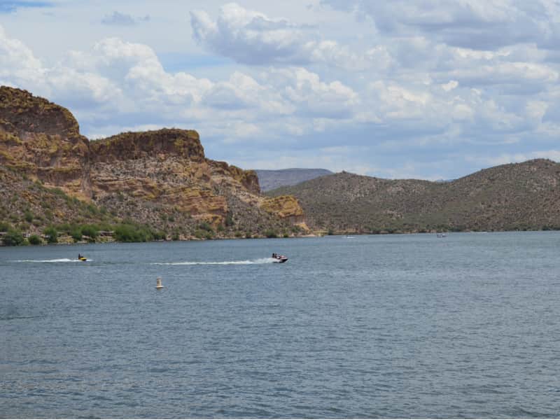 Enjoying rare water in the desert at Saguaro Lake near Mesa, Arizona