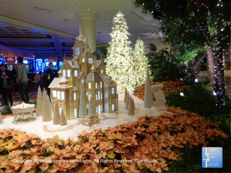 Holiday poinsettia display at the Wynn Gardens in Vegas