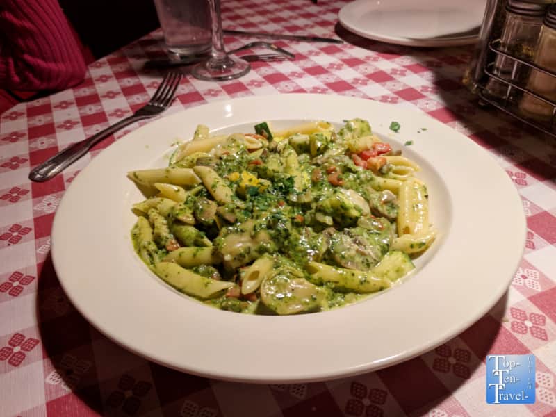 Delicious pesto pasta at Dominick's Real Italian in Tucson, Arizona 