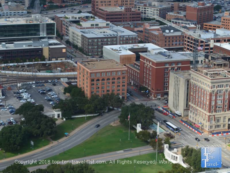 View of Dealey Plaza from the Reunion Tower in Dallas, Texas 