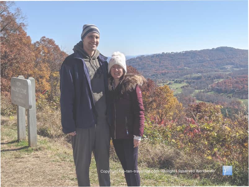 Walnut Cove overlook on the Blue Ridge Parkway in fall