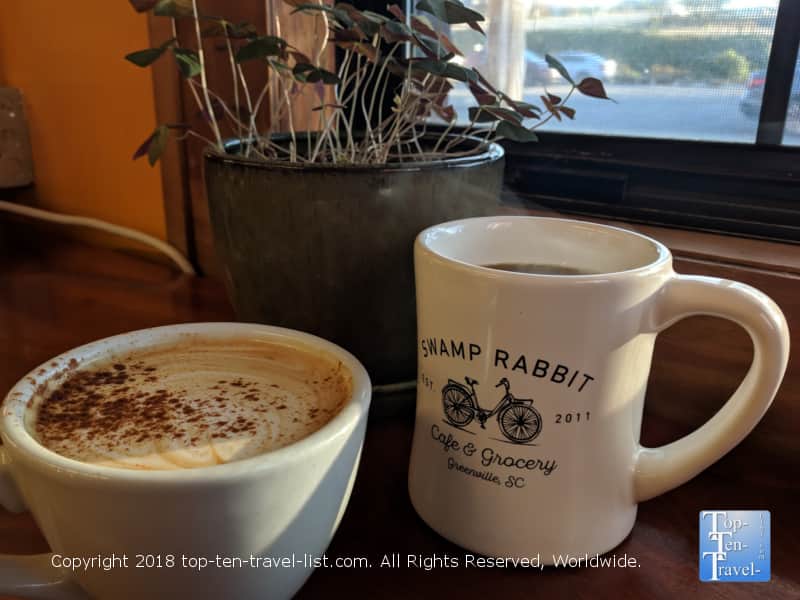 Pumpkin spice latte at the Swamp Rabbit Cafe in Greenville, SC
