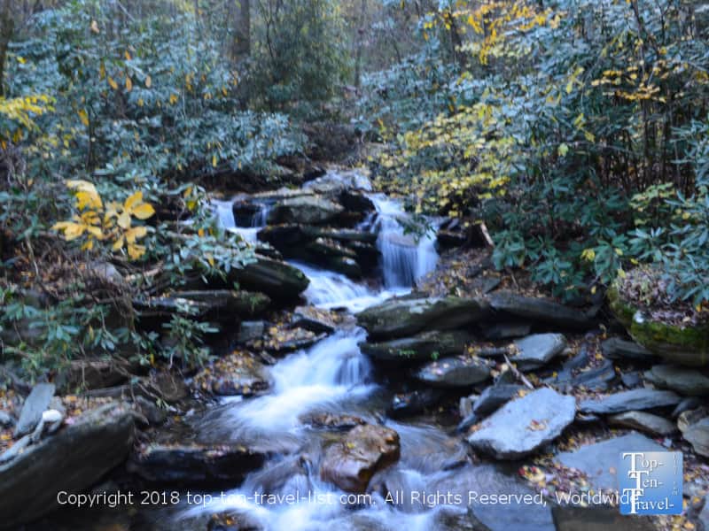 Serene waterfall along the Catawba Falls trail in North Carolina 