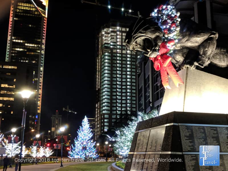 Wreathed panthers in downtown Charlotte, NC