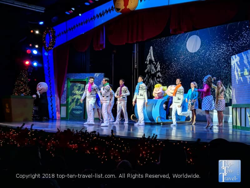 Charlie Brown musical holiday show at Carowind's Winterfest in North Carolina