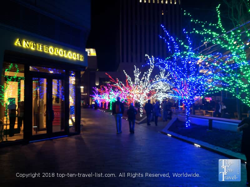 Pretty Christmas lights in downtown Greenville, South Carolina