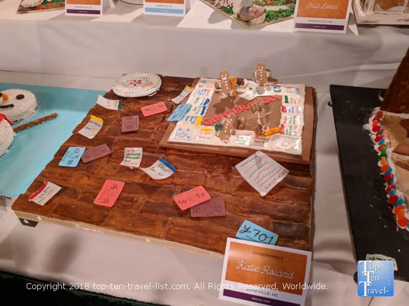 Monopoly board game gingerbread creation at the Omni Park Grove in Asheville, North Carolina 