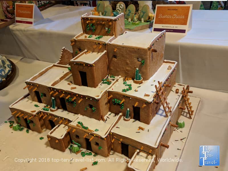 Pueblo gingerbread creation at the Omni Park Grove Inn in Asheville, North Carolina