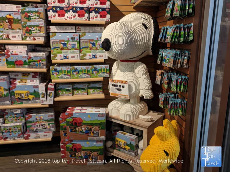 Snoopy lego sculpture at Carowinds Winterfest