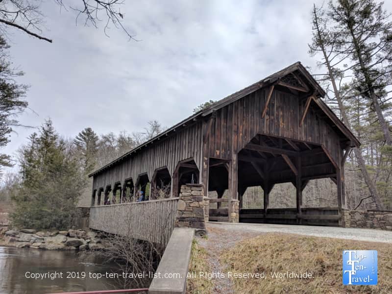 Covered bridge along the High Falls trail in North Carolina 